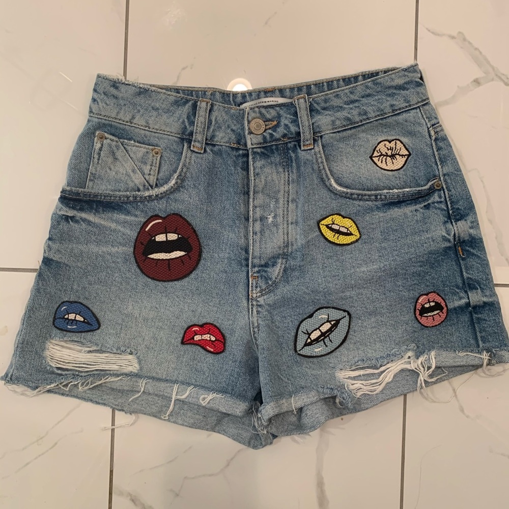 Zara Jean Shorts with Lips Patches